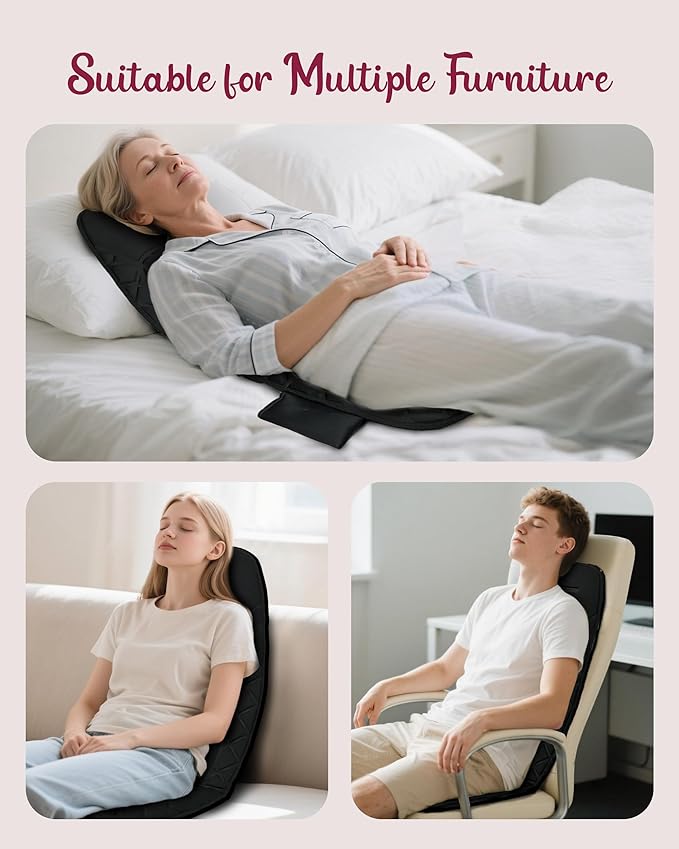Vibraiton Back Massager for Chair, Massage Seat Cushion, Back Massage Pad with Heat,10 Vibration Motors,5 Vibration Modes,Chair Massager at Office/Home