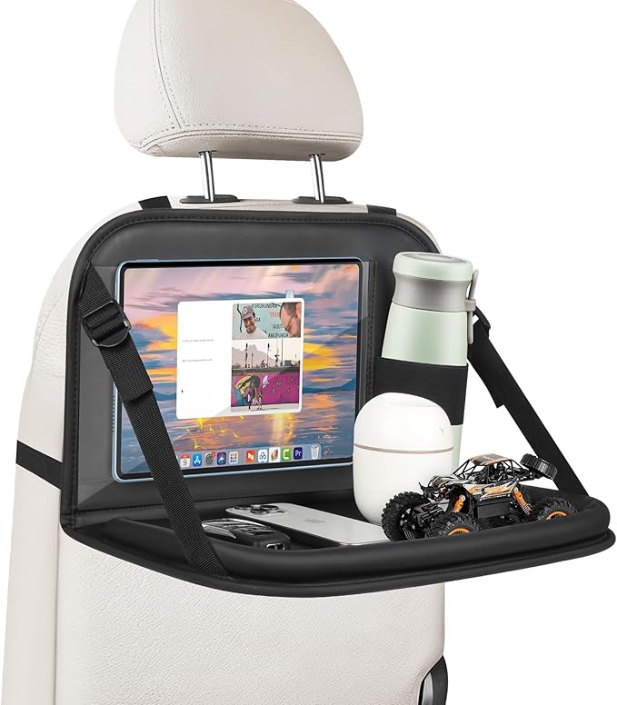 JEYODA Car Back Seat Organizer with Tablet Holder - Multi-Pocket Storage Organizer for Auto Mobile Office & Dining, Adjustable Height Folding Design, Fit for Most Car SUV Van