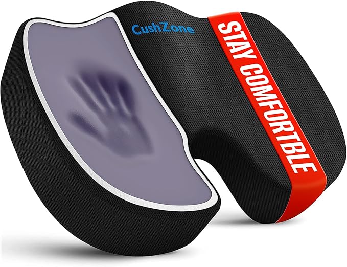 Seat Cushion, Memory Foam Cushion for Office Chair, Car Seat, Airplane, Chair Pad for Postpartum Pregnancy, Sciatica Tailbone Back Pain Relief for Long Sitting Workers, Car Drivers, Black