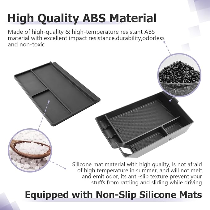 LUWU 2025 2026 Sienna Accessories for 2021 2022 2023 2024 2025 2026 Toyota Sienna Accessories Center Console Organizer, Armrest Console Tray Anti-Slip Armrest Lid Black 2-Pack (Not for Cool Box)