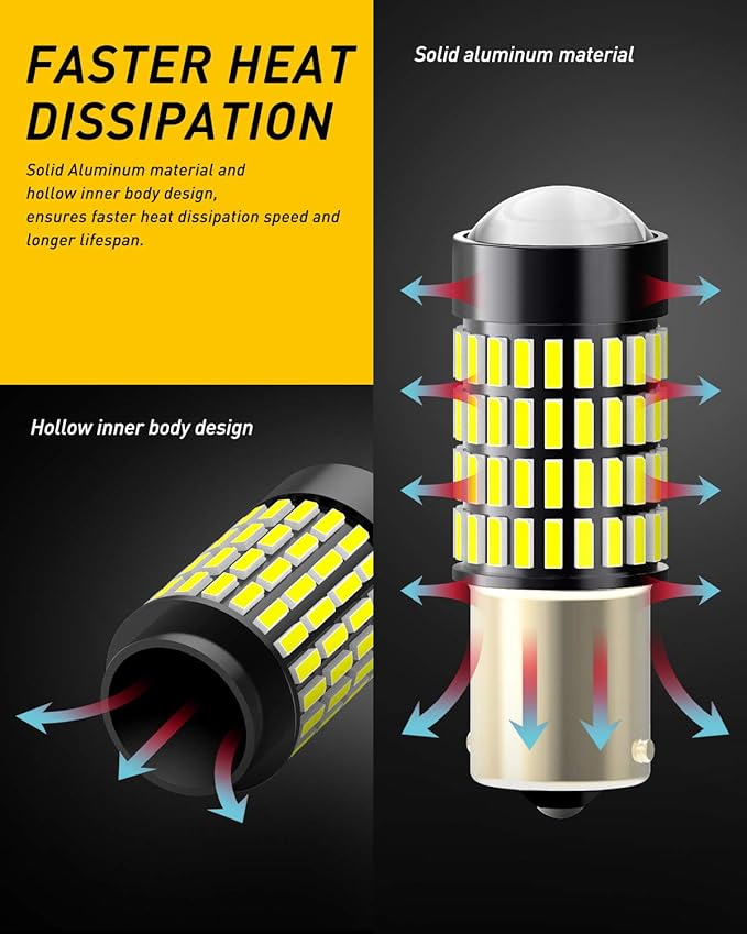 AUXITO 1156 LED Bulb for Reverse Lights, Super Bright White 1141 1073 7506 LED Bulbs with Projector Replacement for Reverse Lights Tail Brake Signal Back Up Parking Marker Lights, 6000K Xenon White