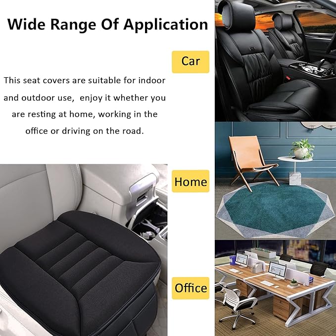 Big Ant Car Seat Cushion,Comfort Thicken Memory Foam Seat Cushion Pad,Pain Relief Chair Cushion Seat Protector for Car Office Home Use,Black 1PC