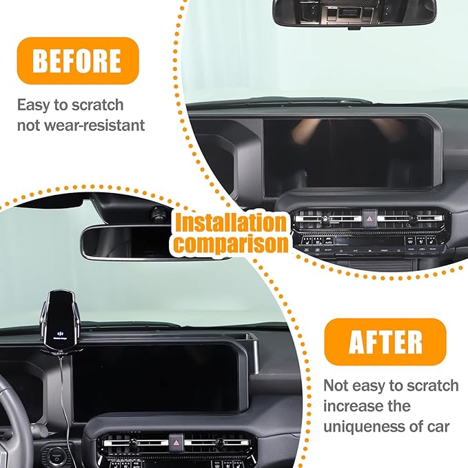 LLKUANG Center Console Dash Organizer Tray Compatible with Toyota Land Cruiser 250 Prado 2024 2025+ Navigation Screen Rear Insert Auxiliary Storage Box,Phone Holder Accessories (Style E)