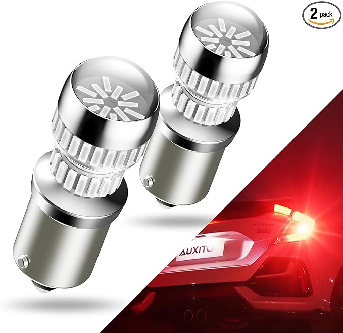 AUXITO 1156 LED Bulb Red Super Bright 7506 BA15S P21W LED Replacement with Projector for Taill Brake Backup Reverse DRL Signal Parking Lights, Pack of 2