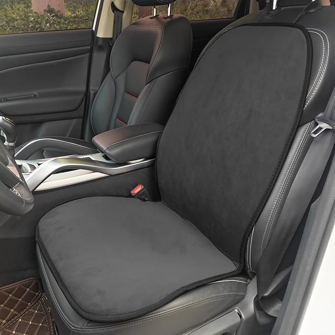 Car Driver Side Seat Cushion,Winter Universal Full Back Seat Cover for Car,Easy to Install(1 Pcs,Black Suede)