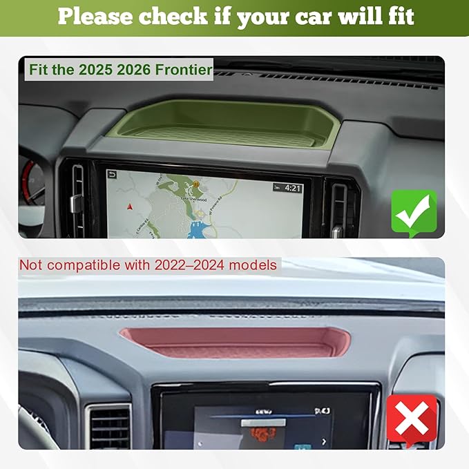 Dash Storage Tray Compatible with 2025 Nissan Frontier Accessories Center Console Dashboard Organizer Interior Insert Compartment Mounted Holder (Not for 2022-2024 Frontier)