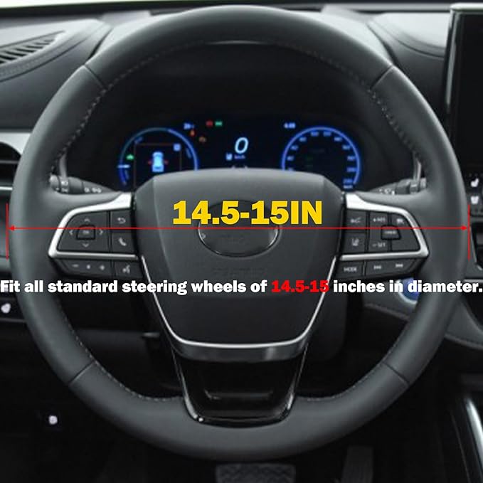 Vintage Groovy Flowers Car Leather Steering Wheel Cover - 15-inch Universal Microfiber- Soft & Breathable & Silicone Anti Slip Auto Steering Wheel Wrap for Women (Black)