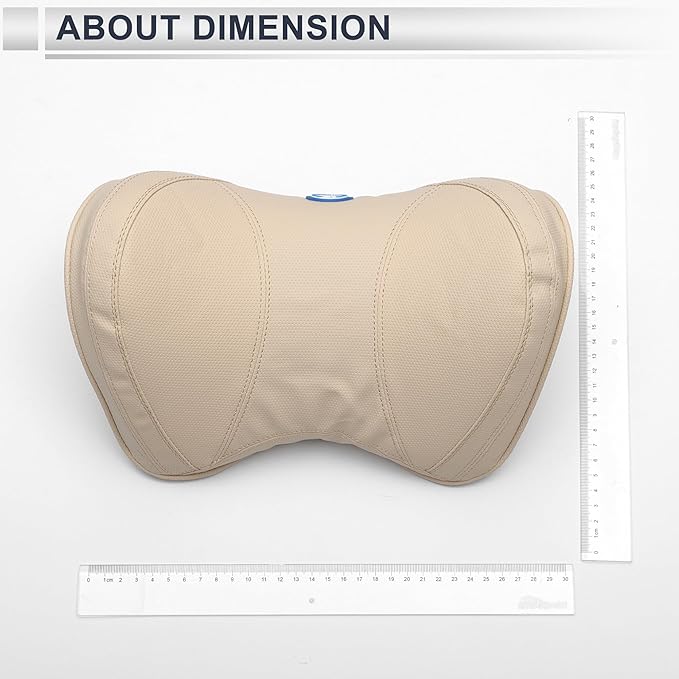Car Headrest Pillow Ergonomic Comfortable Neck Support Pillow Nappa Leather and Memory Foam Adjustable Width Creamy White 1 Pcs for Driving Travel