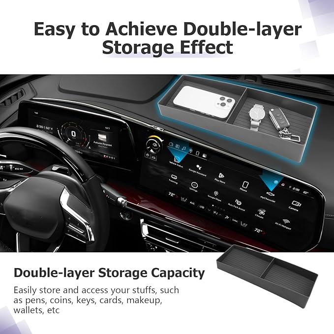 LUWU 2025 2026 Traverse Dashboard Storage Tray Compatible with 2024 2025 2026 Chevrolet Traverse Accessories Behind Screen Organizer 2025 2026 Traverse Accessories Center Console Display Box Dash Tray