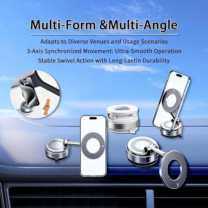 Super Stable Car Mount, Universal Aluminum Alloy Holder for Dashboard & Tesla Screen - Fits iPhone 12/13/14/15/16/17 Pro Max Series, Android Smartphones & All Phones