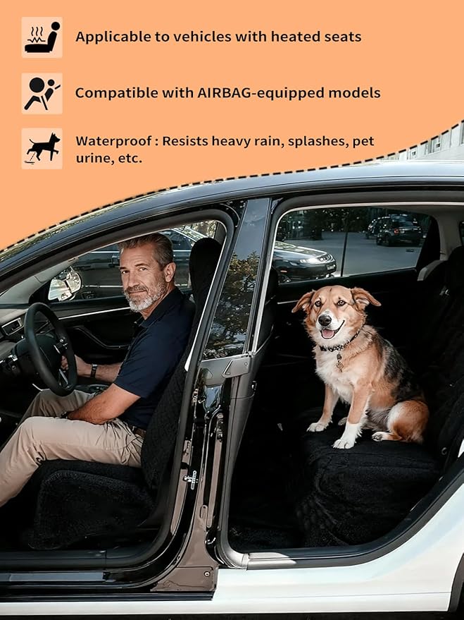 Universal Car Seat Cover Towel, Waterproof Washable Sweat Protection for Front Bucket Seats, Non-Slip Fit, Fits Cars SUVs Trucks, Ideal for Gym, Kids, Pets, Outdoor Sports, Travel (Black, 1 Pack)