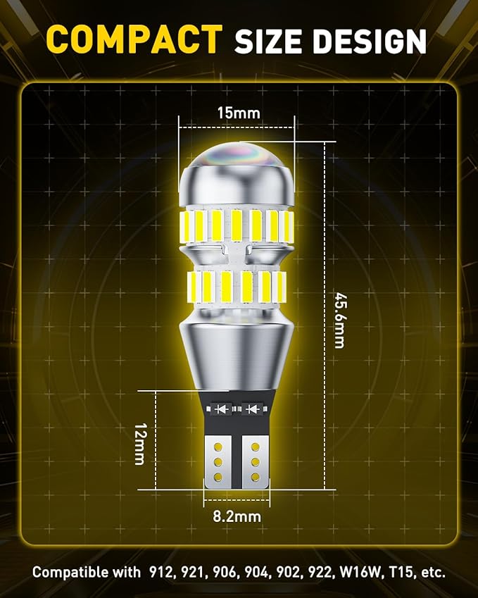 AUXITO 921 LED Bulb Reverse Lights for 2014-2022 2023 2024 2025 2026 Silverado 1500 2500 3500 HD, 6000K White Super Bright 912 906 904 916 T15 W16W LED Reverse Light Bulb Backup Lights, Pack of 2