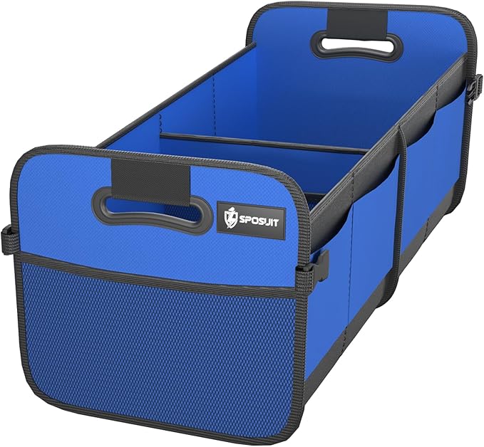 Sposuit Trunk Organizer for Car - 70L Collapsible Car Storage with 11 Pockets & Reinforced Handles, SUV Trunk Organizers for Grocery Cargo(Blue)