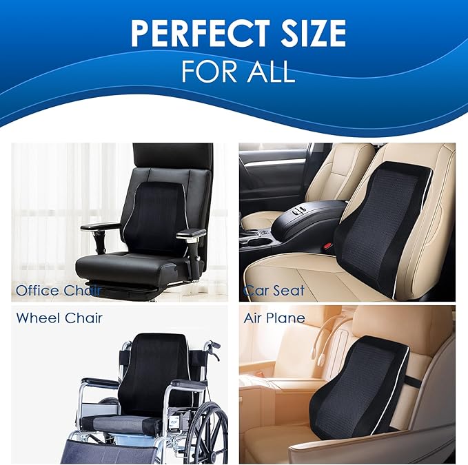 Gel Lumbar Support Pillow for Office Chair Car Gaming Chair Lower Back Pain Relief Back Support, Cooling Memory Foam Cushion for not stand the heat, 3D Mesh Cover Ergonomic Orthopedic Back Rest