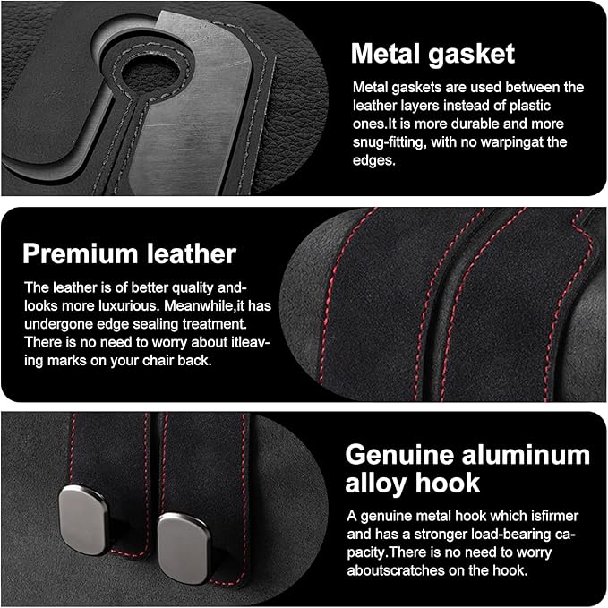 Car Purse Hook Purse Hook for Car Seats Headrest Car Seat Hooks,Heavy Duty Vehicle Organizer for Handbags, Groceries, Purses, Keep Car Tidy (Black, 2 Pack)