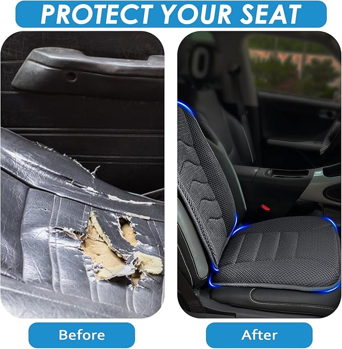 AEROiVi Car Seat Cushion with Back Support Pillow,Breathable 3D Air Mesh,Non-Slip Bottom, Lumbar Support Car Seat Cushion for Long Sitting,Comfort Car Seat Protector,Car Seat Pad Works with Truck,SUV