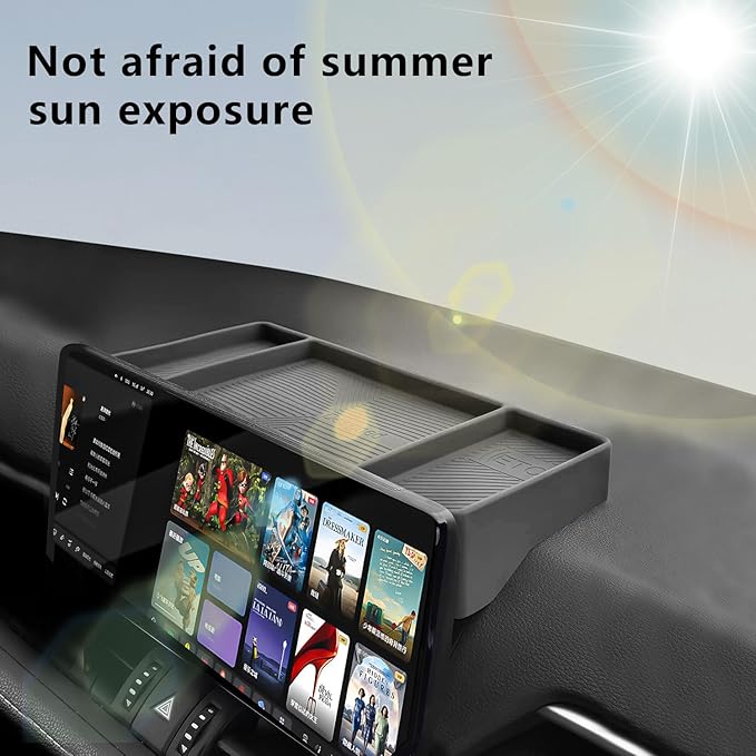 Temmis Dashboard Organizer for Toyota Highlander 2022-2026, Silicone Dash Board Tissue Holder Dash Storage Tray Container Box Behind Screen-Black