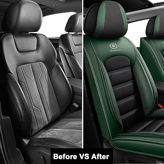 2 Seat Covers for Chrysler Pacifica 2004-2026 Breathable Car Seat Covers,Anti-Slip Waterproof Car Seat Protectors with Airbag,Automotive Vehicle Cushion with Storage Pockets (Standard,Green)