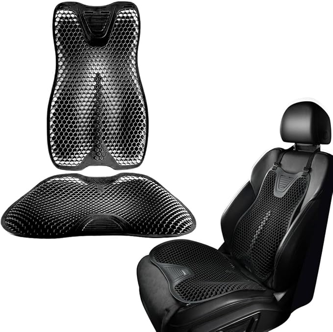 Silicone Seat,Car Chair Back Cushion,Cooling seat Cushion Thick Big Breathable Honeycomb Design Absorbs Pressure Points Seat Cushion with Non-Slip Cover Gel Cushion for Office Chair Home Car seat
