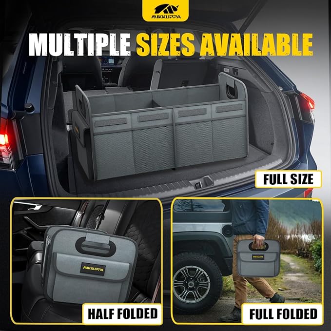MIKKUPPA Car Trunk Organizer - 70L Collapsible Trunk Organizer for Groceries, Car Storage Organizers for SUV Auto Truck Van with Non Slip Bottom (Gray)