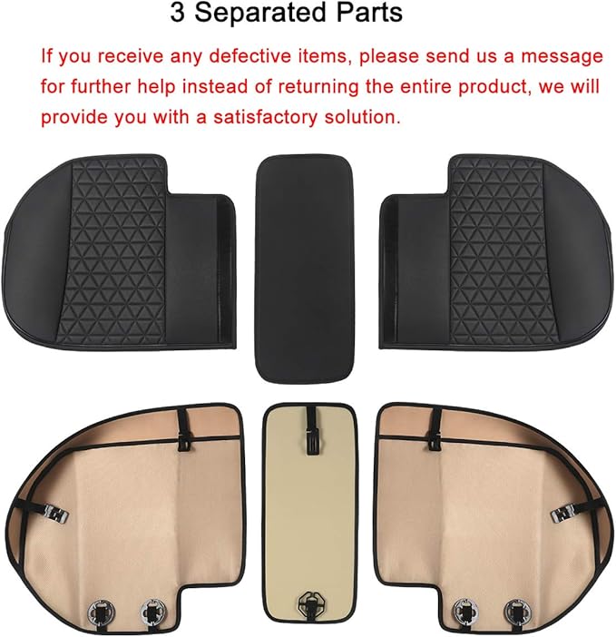 Black Panther Luxury PU Leather Rear Car Seat Cover Adjustable Length (49-55'') Back Bench Seat Protector Fits 90% Standard Two-seat Rear Row, for Seat Bottom Only, Triangle Quilted Design, Gray