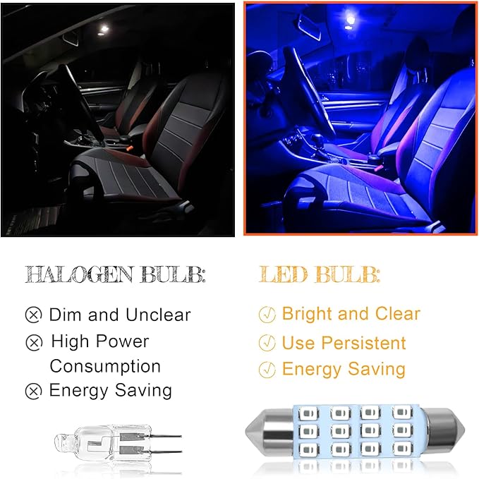 Car Led Bulb, Car Led Combination Set of 24 Sets, Used for Car Interior Lights, Indoor Map Dome Lights, Trunk Lights, License Lights, Etc. (Blue)