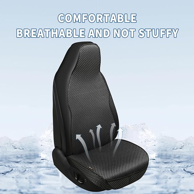Auto Newer Car Seat Cover,Breathable Front Car Seat Cushion,Comfortable Car Seat Protector,Anti-Slip Full Wrap Driver Car Seat Protector with Storage Pocket,Universal All Seasons(Black,2PCS)