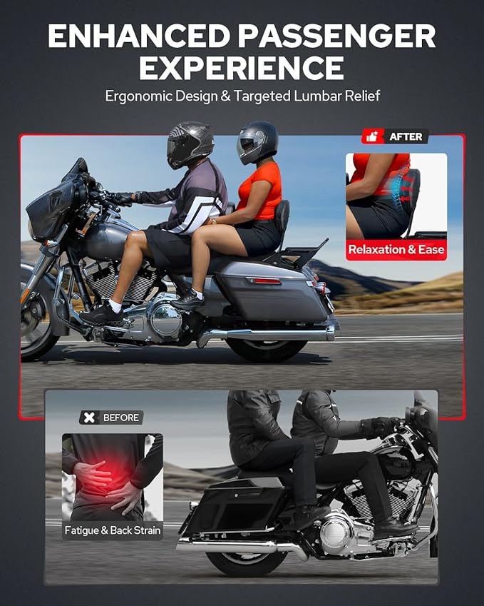 Benlari Passenger Sissy Bar Backrest, Quick Release Detachable Rear Backrest Sissy Bar Fit for Harley Davidson Touring Street Glide Road Glide Road King Electra Glide 2009-2024, Black