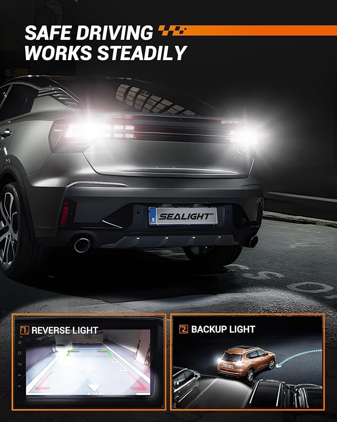 SEALIGHT 7443 7440 LED Bulb White Reverse Light, 7444na 7441 7444 T20 W21W LED Light Bulb with Projector for Backup Light,Tail Light,Brake Parking, Pack of 2