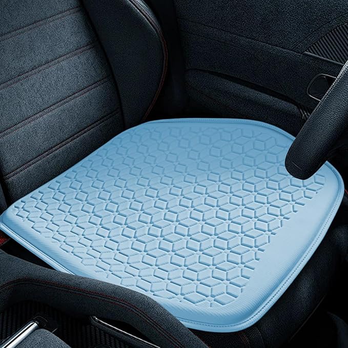 wuyaoyao Thin Gel Car Seat Cushion, Breathable Cooling Seat Cushions for Cars, Non-Slip & Comfortable Automotive Front Seats Cushion Pad for Driver, Chair Protector for Vehicle, Home, Office (Blue)