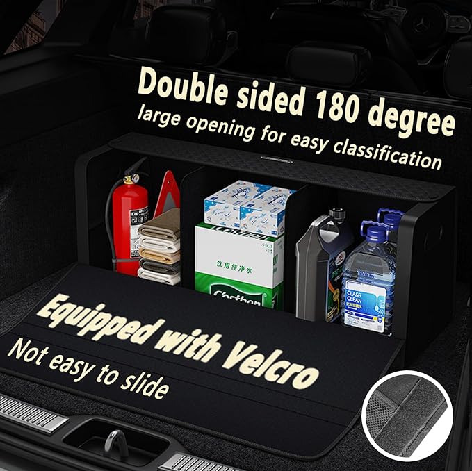 GMQ Car Trunk Organizer for SUV,Car Organizers and Storage with Collapsible Storage, Large Capacity for SUV, Truck, MPV (Weave Black)