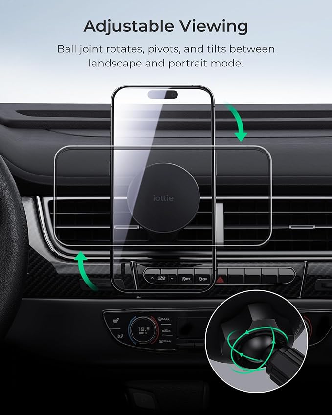 iOttie iTap 3 Magnetic Air Vent Car Mount Phone Holder with Magnetic Ring Adapter. Compatible with iPhone, Samsung Galaxy, Google Pixel, Huawei, LG, and All Qi Compatible Smartphones