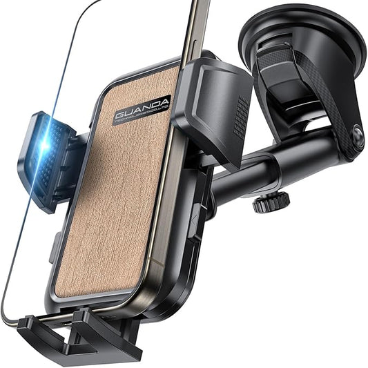 [2025 New] Dashboard Phone Holders for Your Car [Military Grade Stable] Phone Holders for Your Car, Non-Slip Silicone Carbon Fiber Car Phone Mount, Rotatable Suction Cup for All Phone, Gold