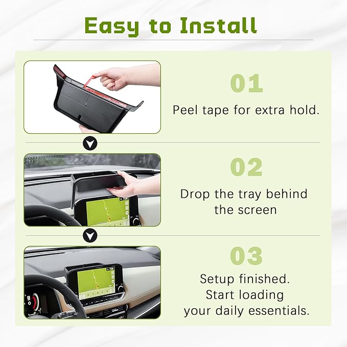 Dash Storage Tray Compatible with 2021-2023 Nissan Rogue SL/Platinum Interior Accessories Center Console Dashboard Organizer Mount Holder Storage Tray Behind Screen (ONLY for 9 Inch), Black