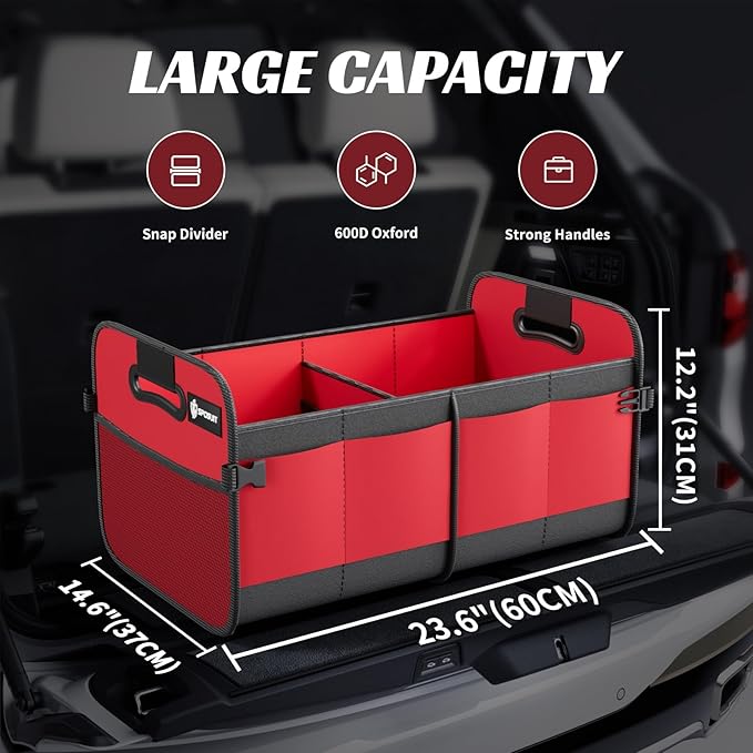 Sposuit Trunk Organizer for Car - 70L Collapsible Car Storage with 11 Pockets & Reinforced Handles, SUV Trunk Organizers for Grocery Cargo