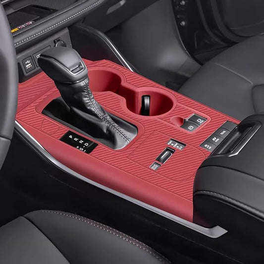 Temmis Center Console Silicone Organizer Wrap for Toyota Highlander 2022-2025 (Hybrid Version), Full-Wrap Center Consel Electrostatic adsorption Cover for Toyota Highlander-Red