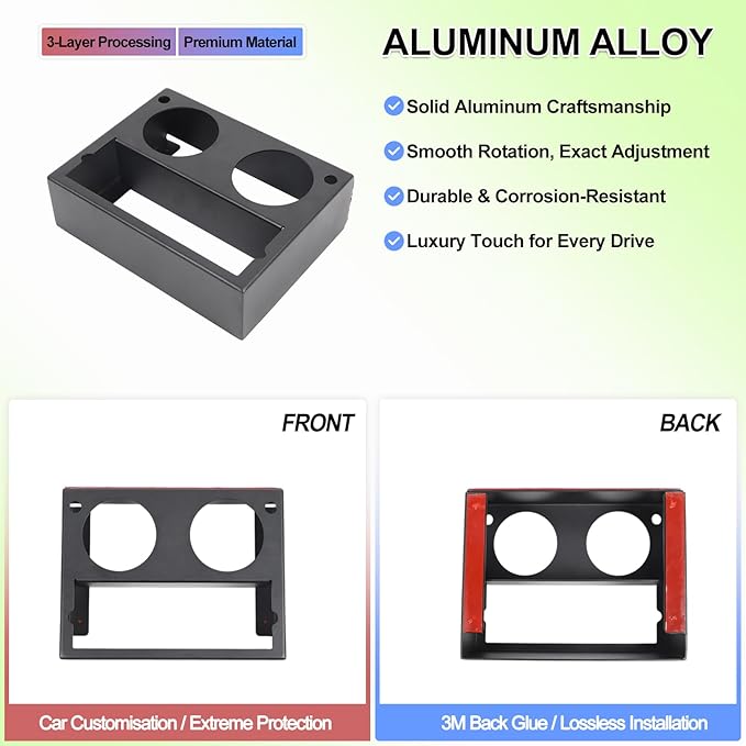 Backseat Floor Console Mounted Drink Holder for INEOS Grenadier 2020-2025 Accessories, Rear Seat Footwell Cup Holder Expander Organizer Tray, Backseat Floor Console Beverage Storage, Aluminum Alloy