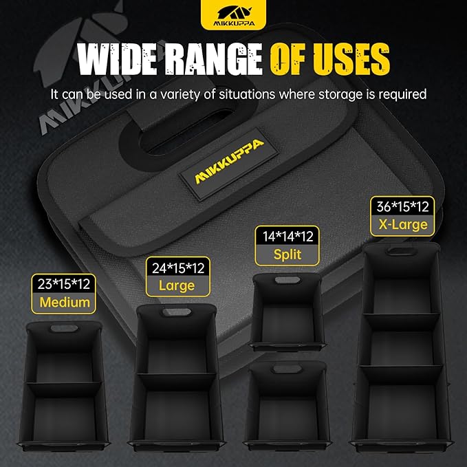 MIKKUPPA Car Trunk Organizer - 75L Collapsible Trunk Organizer for Groceries, Trunk Storage Organizers for SUV Auto Truck Van with Non Slip Bottom (Black)