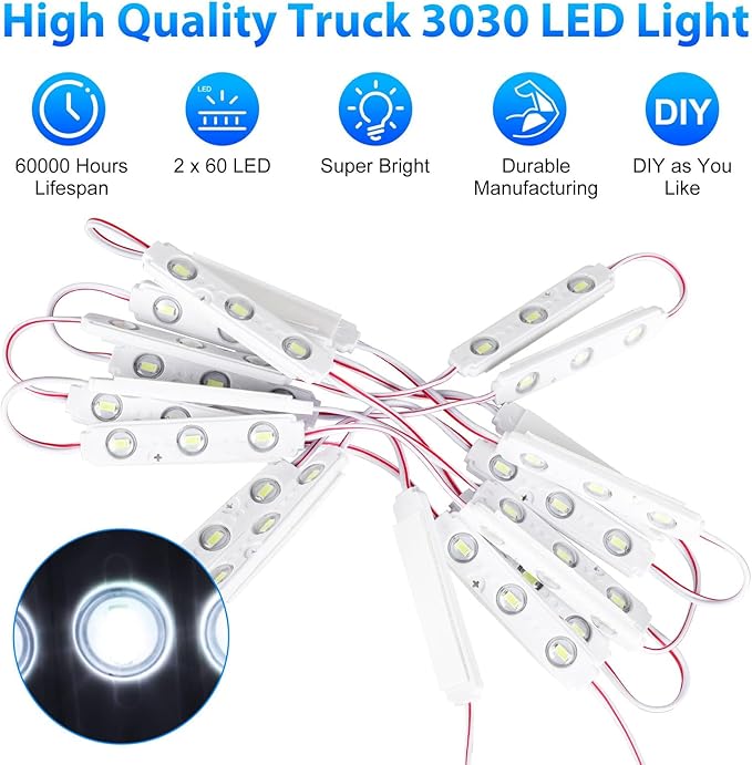 Linkstyle 12V 120 LEDs Van Interior Light Kits, 12V LED Light Strip LED Module Lights Ceiling Lamp for Car Van Truck Auto Vehicle Boats Christmas, 40 Modules