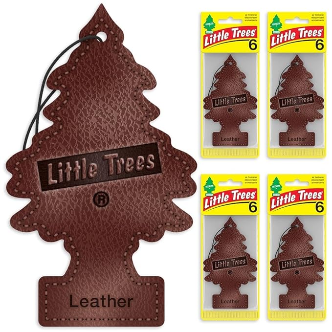 LITTLE TREES Car Air Freshener | Hanging Tree Provides Long Lasting Scent for Auto and Home | Leather, 24 Air Fresheners