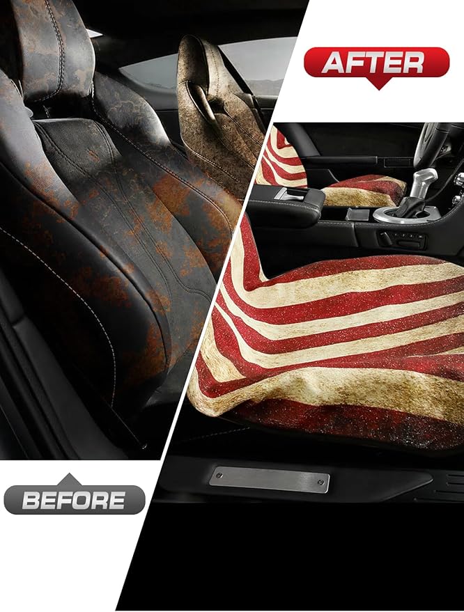 Universal Car Seat Cover Towel, Waterproof Washable Sweat Protection for Front Bucket Seats, Non-Slip Fit, Fits Cars SUVs Trucks, Ideal for Gym, Kids, Travel (American Flag, 2 Pack)