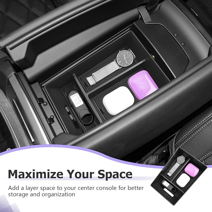 LUWU Center Console Organizer Compatible with BMW X5 G05 2019-2026/X6 G06 2020-2026/X7 G07 2019-2026 Accessories Armrest Console Storage Box Insert Tray ABS Material Black Coin Container Black