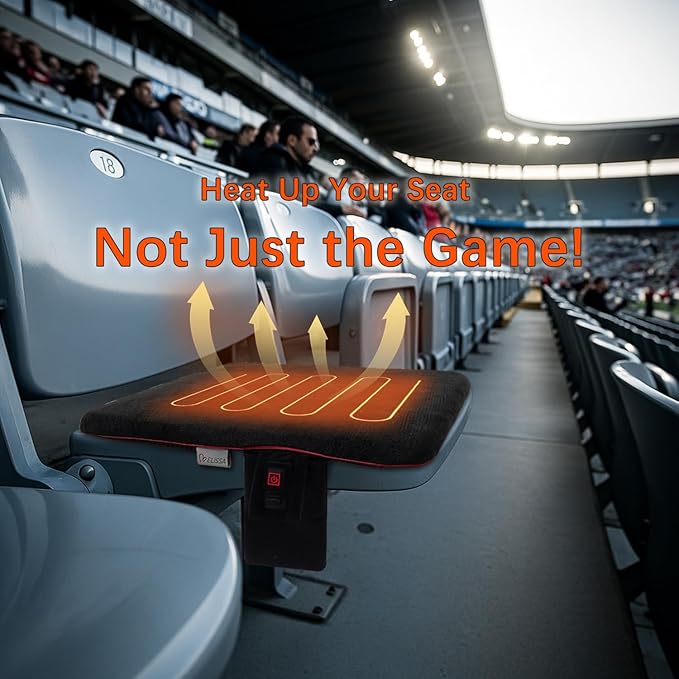 Melissa Portable Heated Seat Cushion with USB, 3 Heat Settings, Foldable Heating Chair Pad for Office, Home, Stadium, outdoor, Camping, Wheelchair – Lightweight & Easy to Carry - 17x17x1.4 inch(Black)