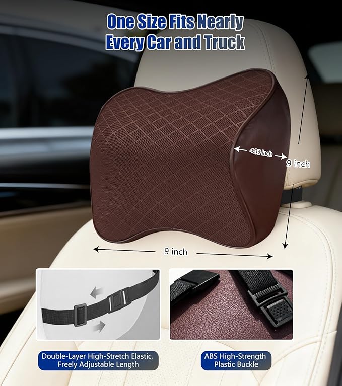 2Pcs Premium Car Neck Pillow – Car Headrest Pillow for Neck PainRelief with Premium Memory Foam,600D Oxford Fabric & 100D High Elastic Memory Foam – UltimateComfort Neck Pillow for Car, Driving