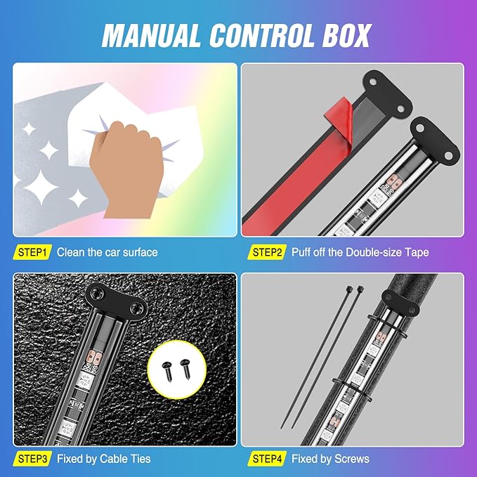 Nilight 4PCS Interior Car Strip Lights Cigarette Lighter Dream Color RGB-IC 12V DC with App Remote Control Multicolor Under Car Dash Lighting 2 Lines Design Music Sync Mode for Cars Truck ATV UTV