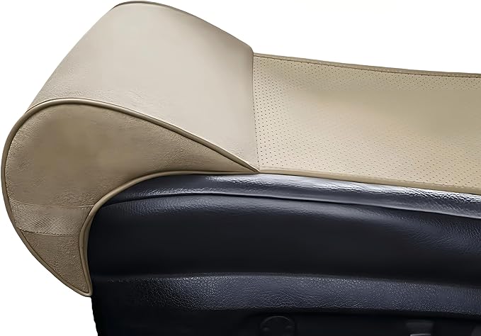 JUPENG Car Seat Leg Extender with Memory Foam ，Leg Rest Pillow for Tall Drivers,Office Chair ，Extra Long Leg Support Cushion，Car Seat Thigh Extender Support Cushions（Black，Beige，Brown） (Beige)