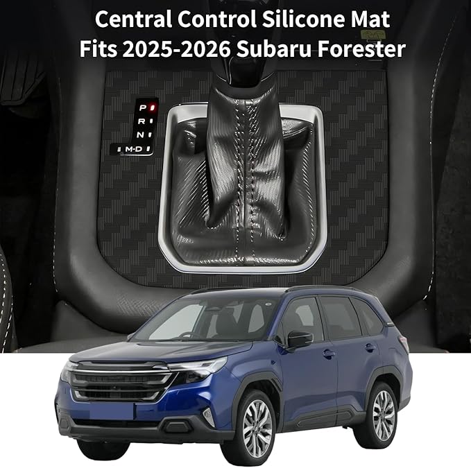 Center Console Wireless Charging Protective Mat and Center Console Cover Carbon Fiber fits for 2025 2026 Forester Accessories Inserts Liner Anti-Slip Anti-Dust Waterproof Mats