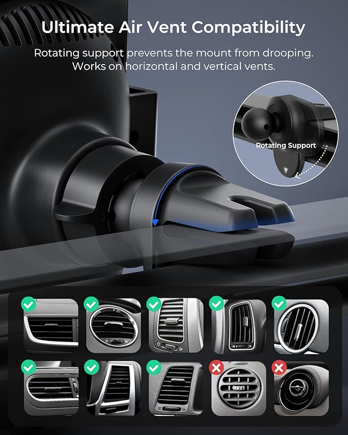 iOttie Auto Sense 2 Air Vent Car Phone Holder with Qi Wireless Charging - Auto Clamping Phone Mount for iPhone, Google Pixel, Samsung Galaxy, Huawei, LG (Adapter Not Included)