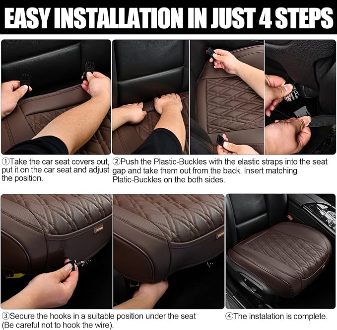 1PCS Seat Covers for Cars, Automotive Seat Covers & Accessories, Breathable Nappa Leather Car Seat Covers Cushion Protector Interior Décor for Women and Men, Wine Red