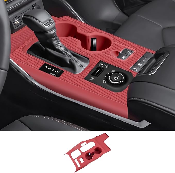 Temmis Center Console Silicone Organizer Wrap for Toyota Highlander 2022-2025 (Gasoline Version), Full-Wrap Center Consel Electrostatic adsorption Cover for Toyota Sienna-Red